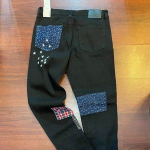 RUE21 PREMIUM WOMEN'S SUPREME FLEX BLACK PATCH SKINNY JEANS SIZE 34/30 & 30/30